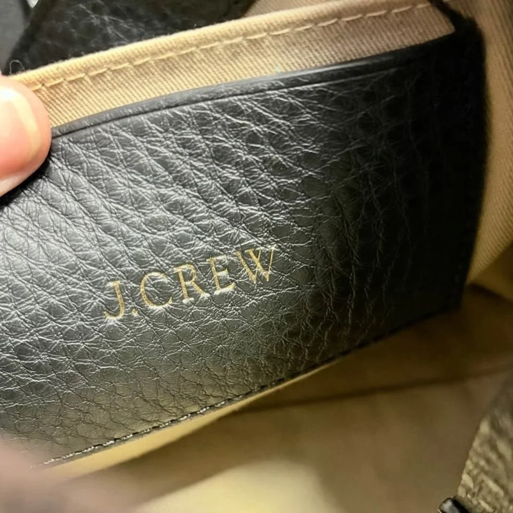 J.Crew Italian Leather Black Pebbled Hobo ShoulderBag SlouchyTote Brass Hardwear